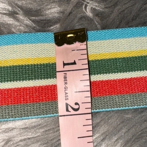 EUC Fossil Stretch Rainbow Fabric and Leather Belt Wide Size Medium - Picture 8 of 8